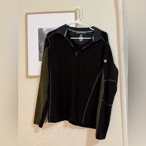 Kuhl Men's Zip Up Sweater - Black and Green